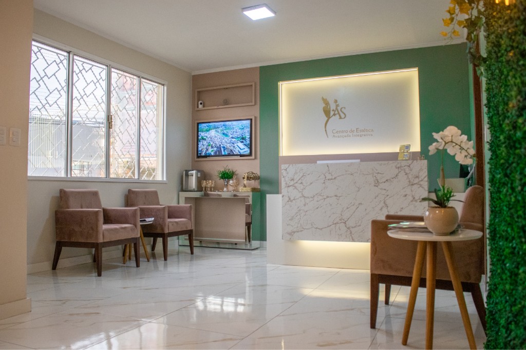 Recepção e ambiente interno do AS Centro Estética